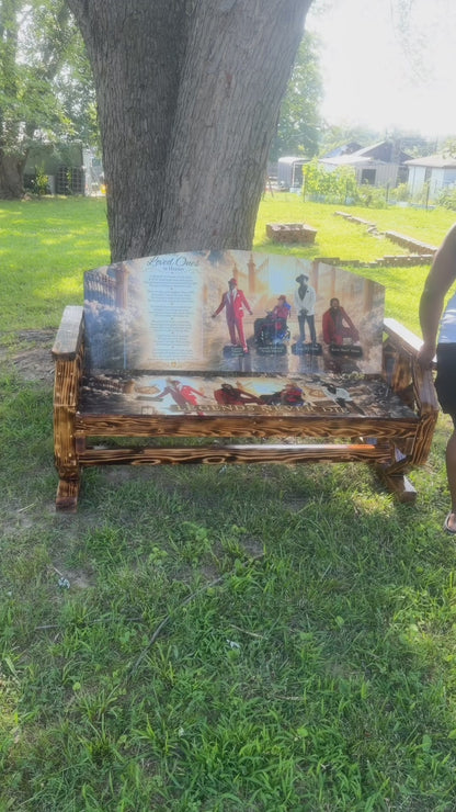 Life Size 4 Seated Memorial Wooden Bench